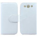 Wholesale Galaxy S3 /i9300 Simple Flip Leather Wallet Case with Stand  (White)